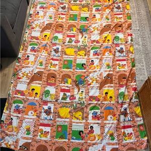 Vintage 70s Original Sesame Street Apartment Bldg Twin Flat Sheet 66” X 104”